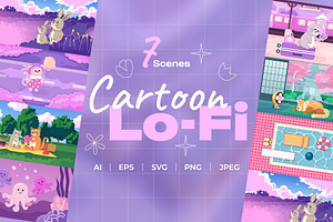 Lo Fi Cozy Scene Illustration Pack