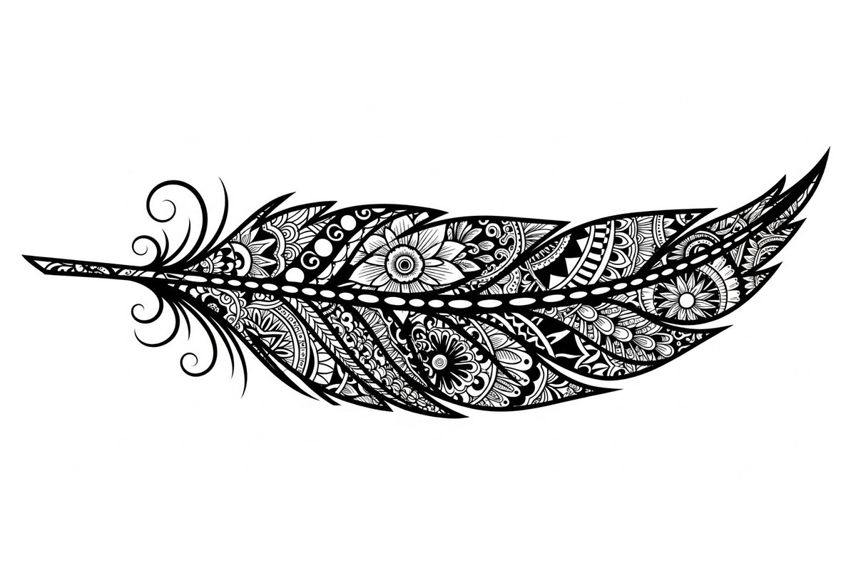 Ornamental Feather SVG Bundle, an Illustration by yasushie (Photo 17 of 31)