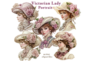 Victorian Lady Portrait Clipart PNG, an Illustration by Memories By Lea