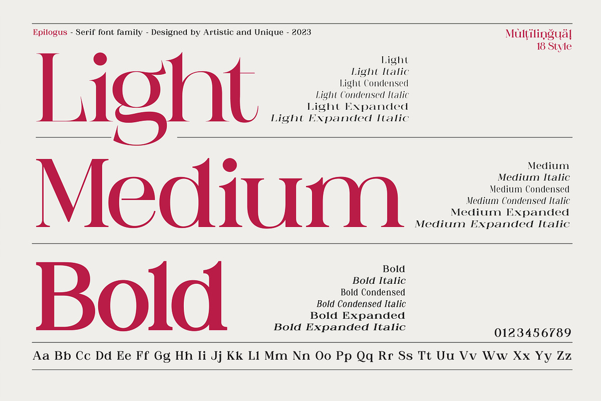 Epilogus - Serif font family, a Serif Font by Artistic & Unique (Photo 2 of 15)
