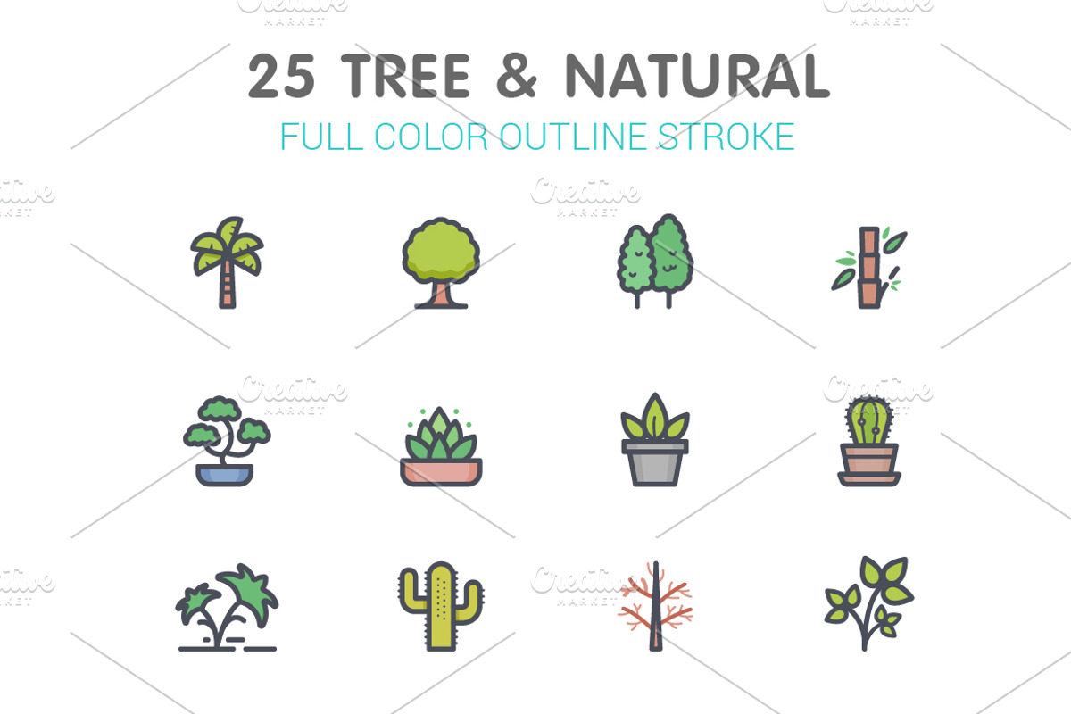 Tree & Natural Line with Color Icons, an Outline Icon by WORAKAMON Design Studio (Photo 1 of 3)