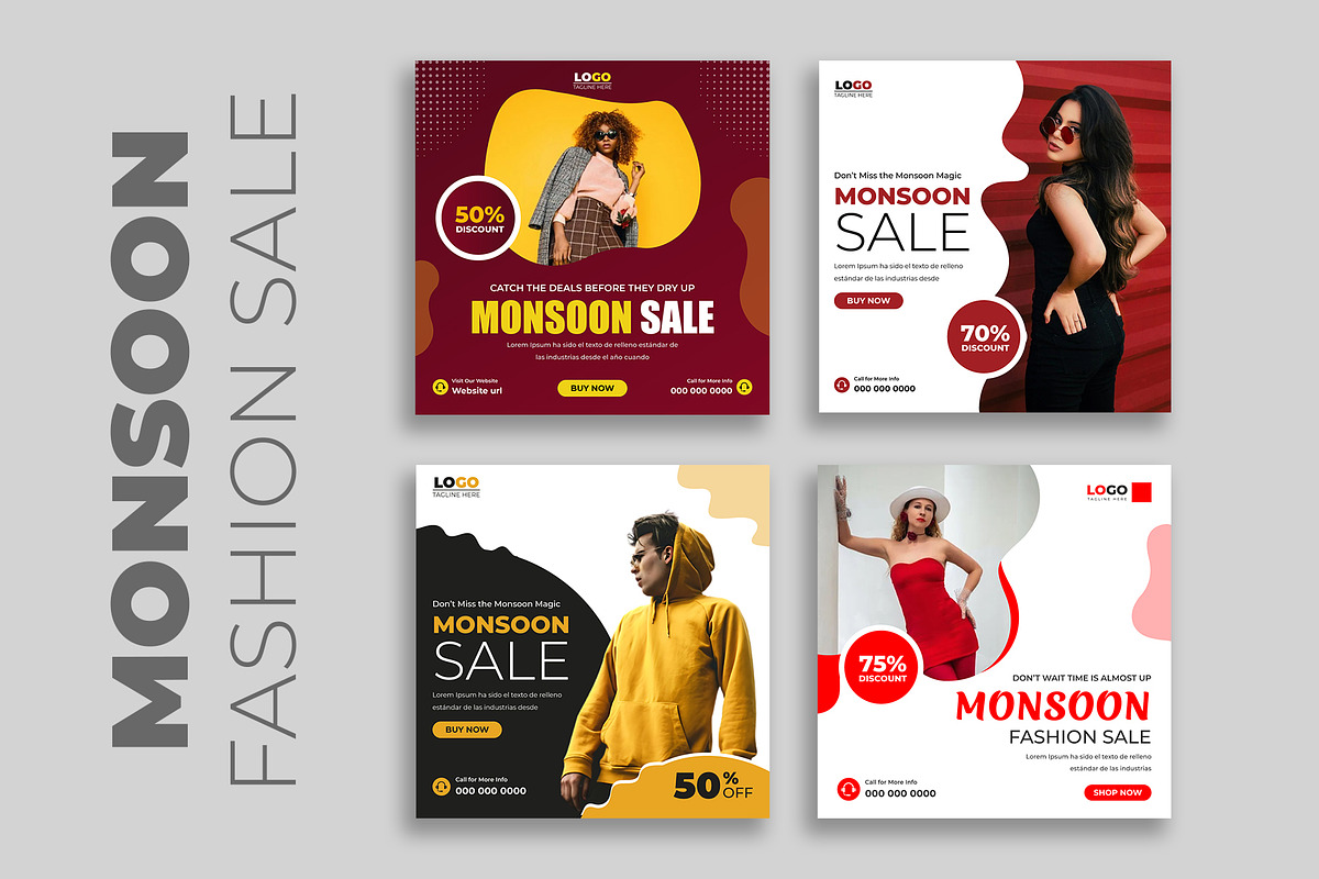 Monsoon Sale Social Media Post, a Social Media Template by nandinigraphics