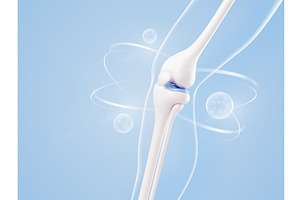 3D knee joint anatomy with clear gel, a Healthcare Illustration by Marozhkastudio