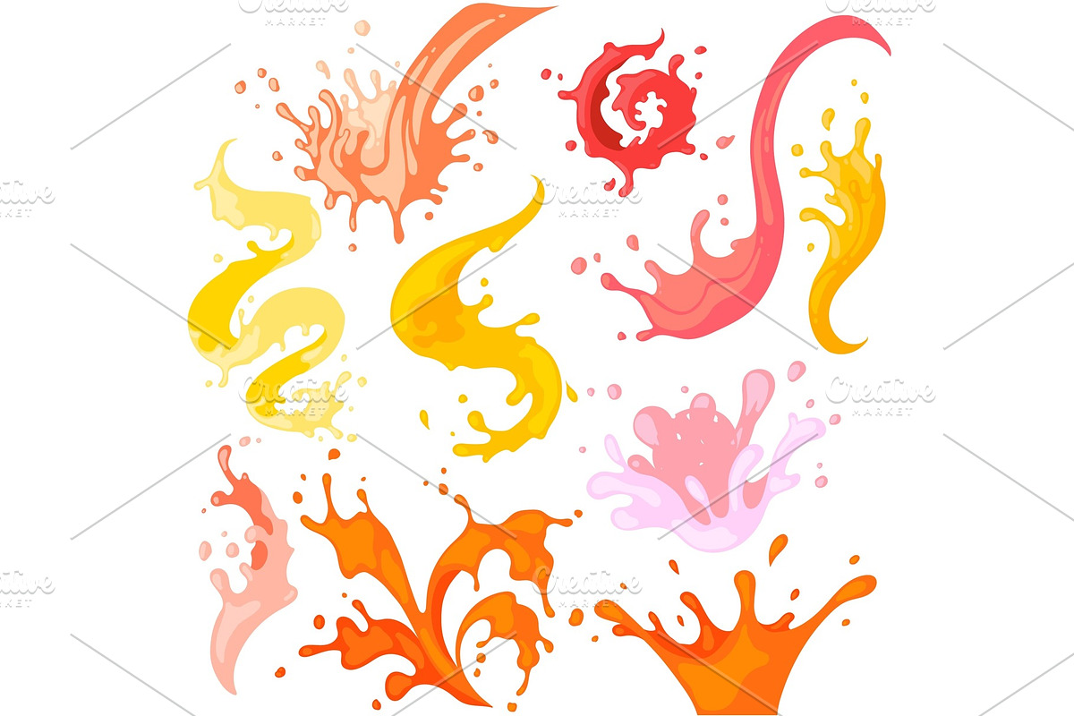 Colourful splash set isolated on, an Illustration by studioworkstock