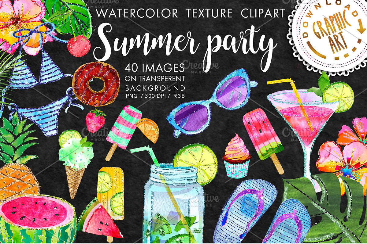 Summer Party Clipart, a Food Illustration by Download Graphic Art (Photo 1 of 5)