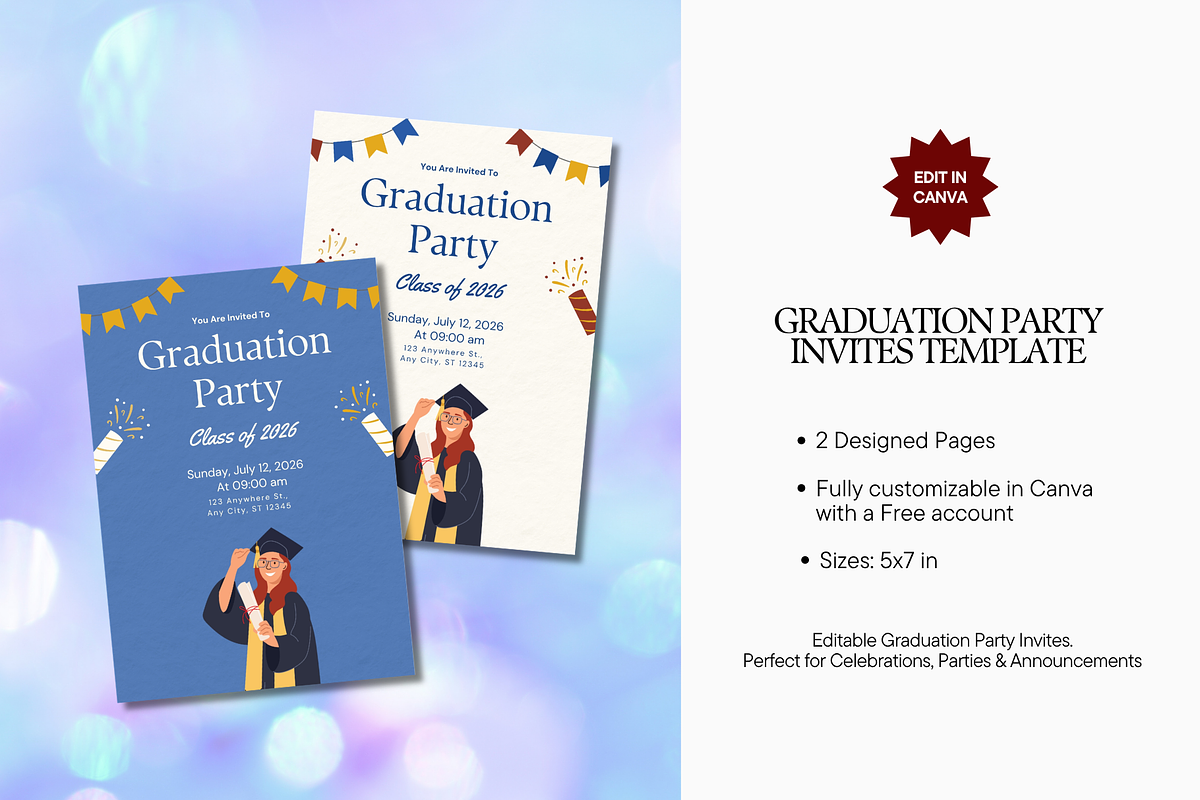 Graduation Party Invitations, an Invitation Template by Anna Design Studio (Photo 2 of 7)
