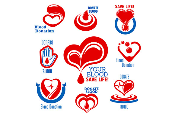 Red hearts icons with blood drops, a Graphic by Vector Tradition