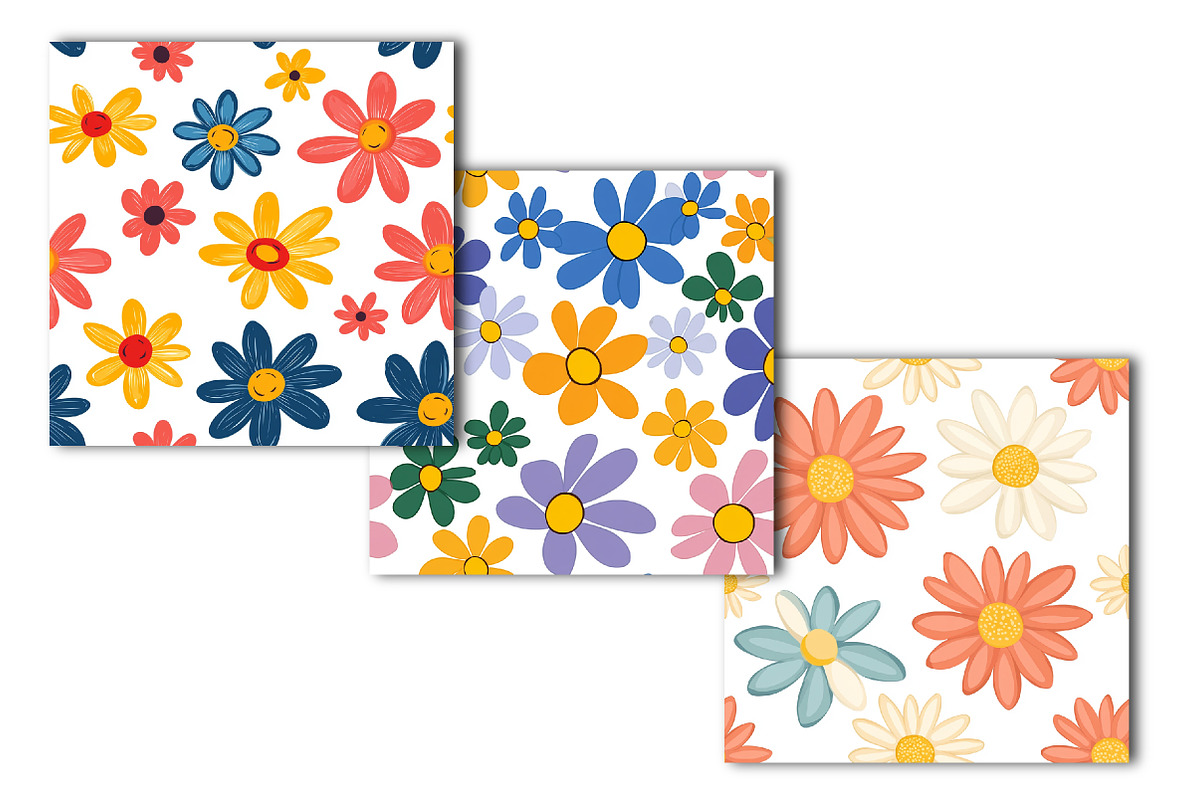 Daisy Flower Seamless Pattern, an Illustration by OK Design (Photo 3 of 4)