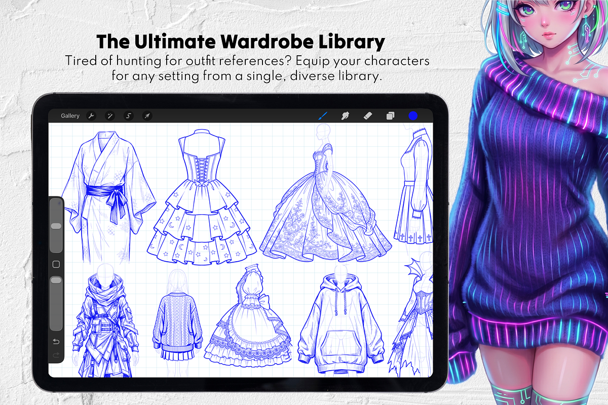 250 Dress Procreate Stamp Brushes, a Brush Add-On by Selentaori Studio (Photo 9 of 12)