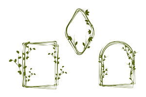 Green vine frames with leaves in, an Object Illustration by okskukuruza
