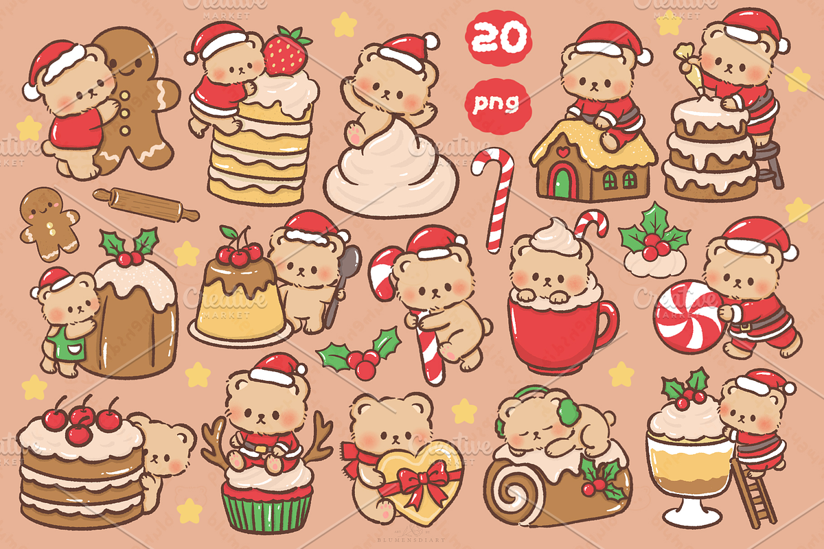 Milo Cute Bear Clipart PNG Bundle, an Animal Illustration by Blumensdiary (Photo 5 of 11)