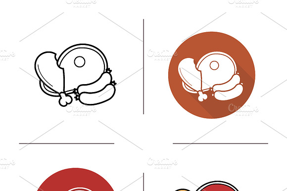 Meat Products Icons. Vector