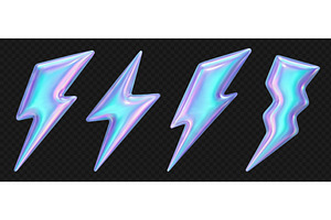 3d lightning fluid holographic icons