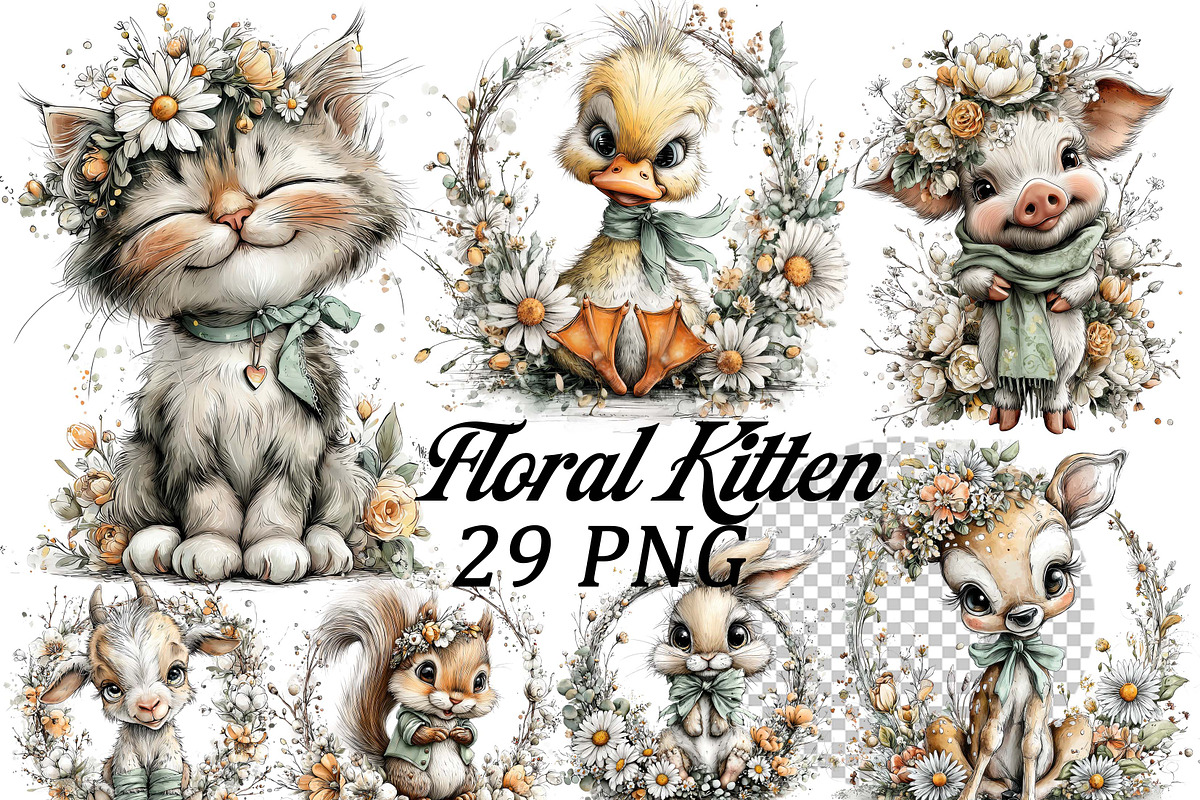 Whimsical Baby Animals Watercolor, an Illustration by one-touch (Photo 1 of 23)