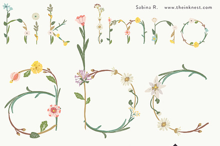 Dainty Blossom Alphabet EPS
