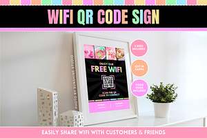 Pastel Neon WiFi QR Code Sign