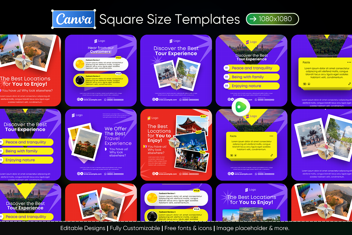 RoamifyX - Travel & Tour Canva Kit, a Social Media Template by Exceptionalways (Photo 2 of 4)