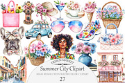 Watercolor Summer City Clipart, an Illustration by Design Market (Thumbnail 1 of 3)