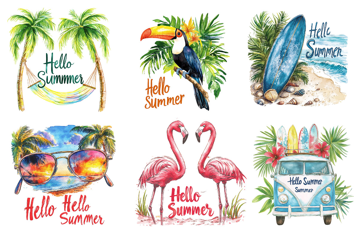 Hello Summer Clipart, an Illustration by CreationArt (Photo 2 of 5)