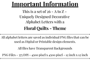 Floral Quilt Alphabet Letters, a Decorative Illustration by Creative Art By SamM (Thumbnail 2 of 10)