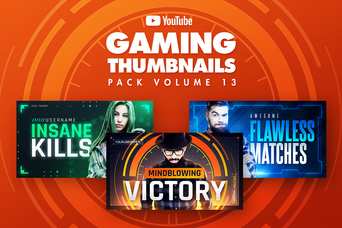 Gaming Youtube Thumbnails Pack 13, a Social Media Template by Odin_Design