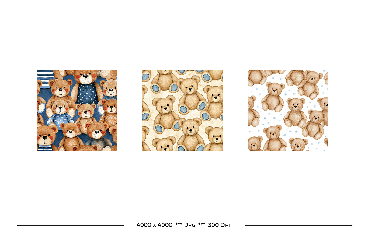 Teddy Bears in Retro Art Styles, a Pattern Graphic by karenfoleyphoto (Photo 13 of 13)