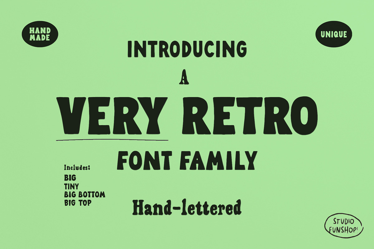 Very Font Family - Handmade Retro, a Sans Serif Font by Studio Funshop by Kelli (Photo 1 of 21)