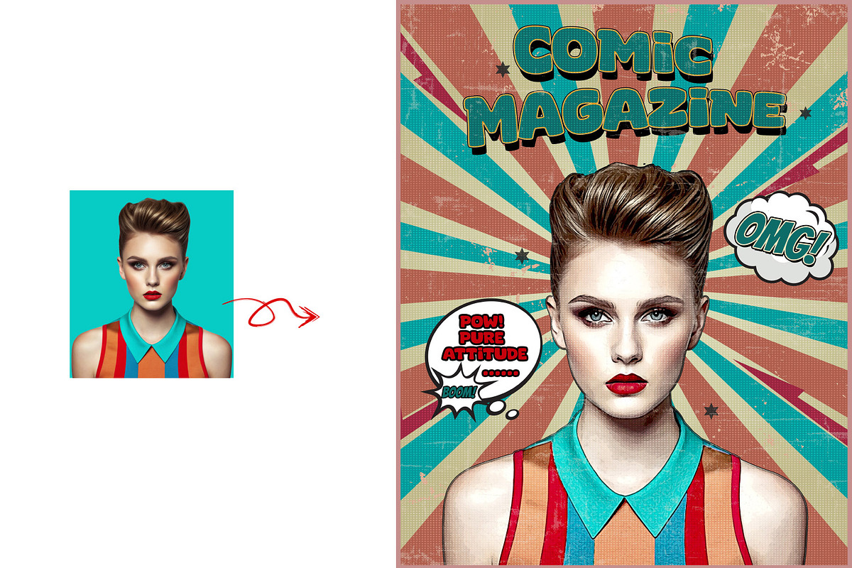 Retro Comic Book Style Poster Art, an Action Add-On by Photoshop Action (Photo 5 of 21)