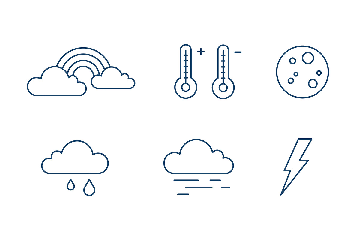 Weather forecast icons, line art set, an Outline Icon by Good Studio (Photo 3 of 7)