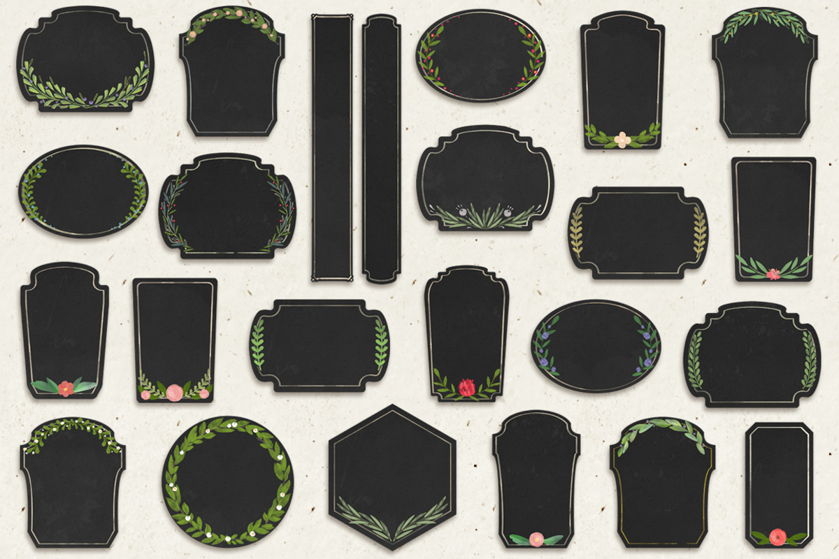 Hand illustrated chalk labels preview 2