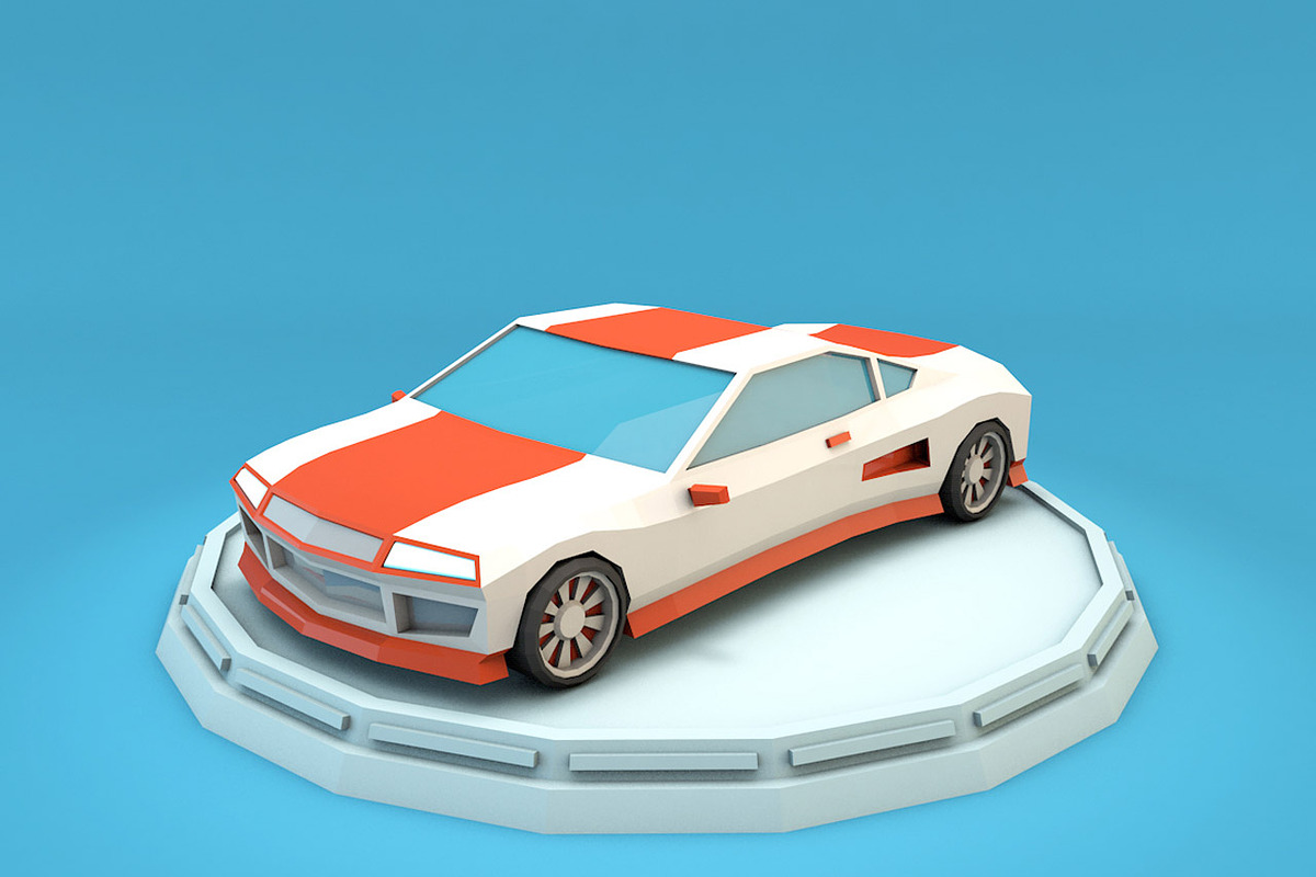 Cartoon Sport Car Low Poly, a Cars & Vehicle 3D Model by Low Poly Lab (Photo 1 of 9)