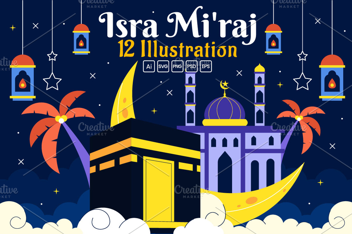 12 Isra Mi'raj Vector Illustration, a Decorative Illustration by denayunebgt (Photo 1 of 4)