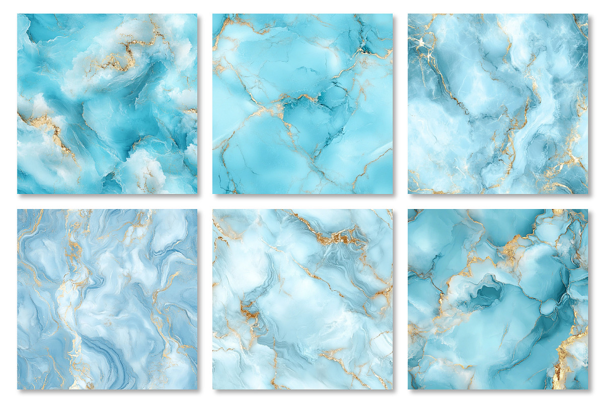 Sky Blue Gold Marble Digital Papers, a Texture Graphic by Dream Creation (Photo 5 of 6)