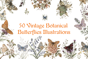Vintage Botanical Butterflies