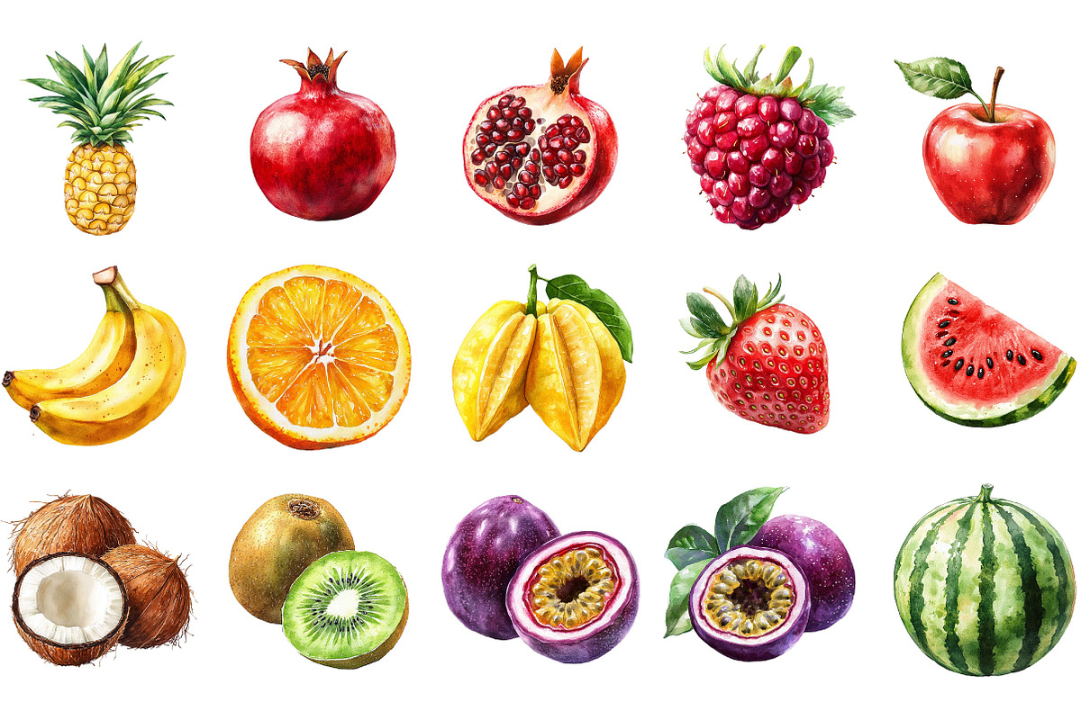 Fruits PNG Clipart Bundle, an Illustration by Designking (Photo 2 of 5)