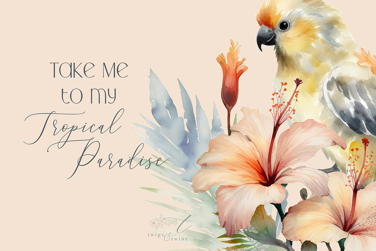 Tropical Haze Watercolor Clipart Set, an Object Illustration by Twigs and Twine (Photo 9 of 9)