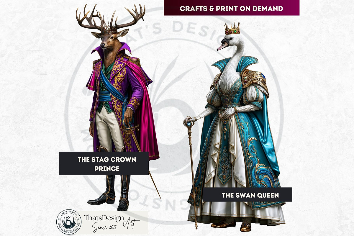 Gilded Menagerie Royal Animals, an Animal Illustration by ThatsDesignArt (Photo 7 of 13)