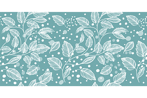 Seamless pattern of white leaves on, an Illustration by Nenahliadava Design