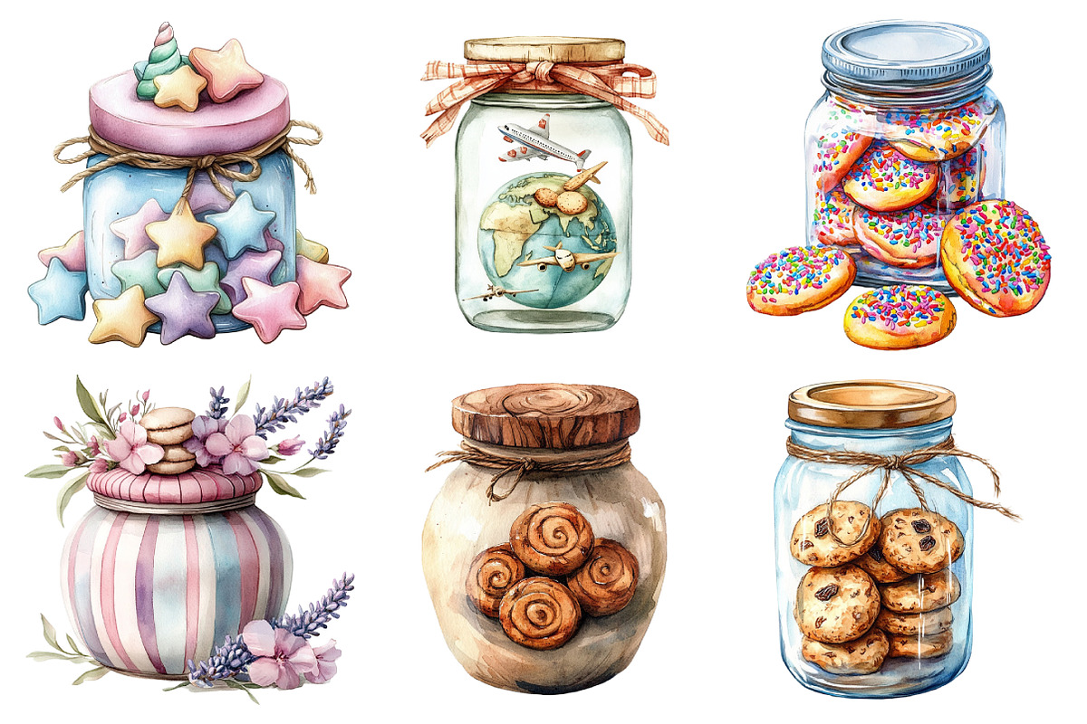 Watercolor Cookies Jars Clipart, an Illustration by Daily.Designs (Photo 4 of 5)