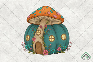Whimsical Mushroom House PNG, an Illustration by Craft Nest
