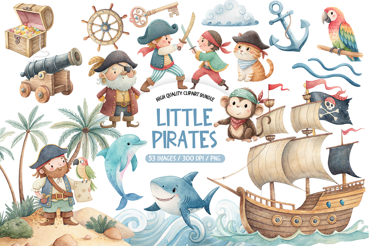 Little Pirates Clipart, an Object Illustration by TatiMockup (Photo 1 of 7)