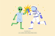 Cute Astronaut and Alien High Five, a Person Illustration by Partikusi Design (Thumbnail 2 of 3)