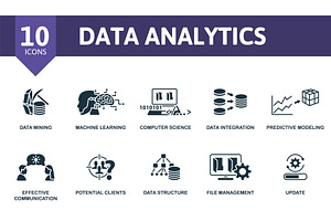 Data Analytics Set. Creative Icons