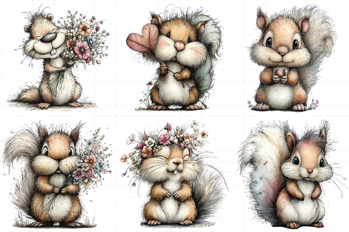 Watercolor Spring Squirrel Clipart, an Illustration by Daily.Designs (Photo 5 of 8)