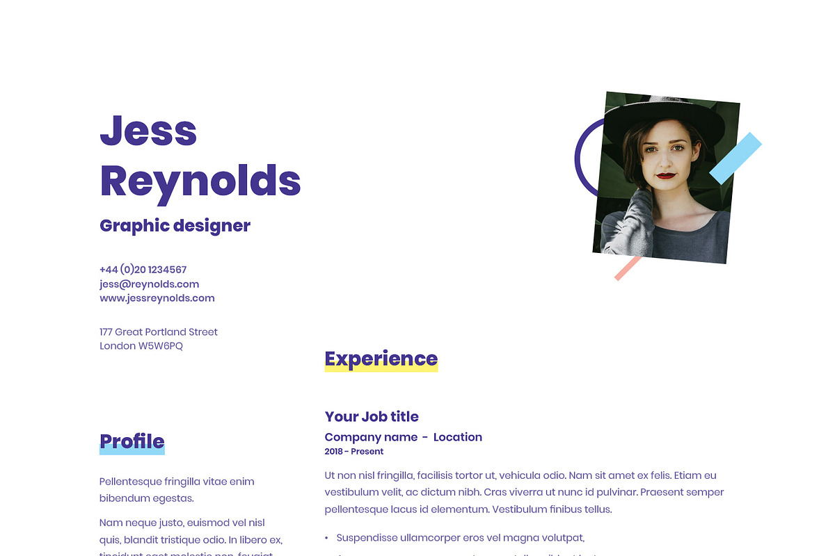 Jess | CV / resume template, a Resume Template by CV house (Photo 4 of 9)