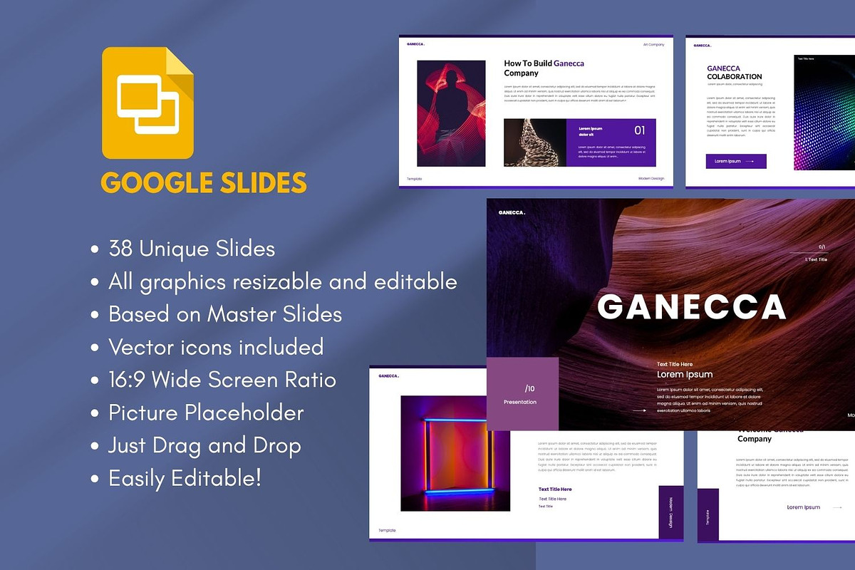 Ganecca Business Google Slide, a Presentation Template by Rizki Herdian (Photo 1 of 5)