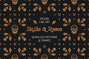 Skull & Roses: patterns, frames, a Pattern Graphic by ClipartMuchLove (Thumbnail 1 of 8)