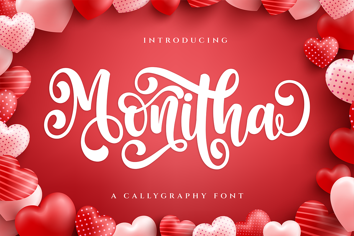 Monitha Calligraphy Script Font, a Script Font by Graphicxell (Photo 1 of 10)