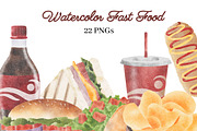 Watercolor Fast Food Clipart, a Food Illustration by ArtbyHien (Thumbnail 1 of 5)
