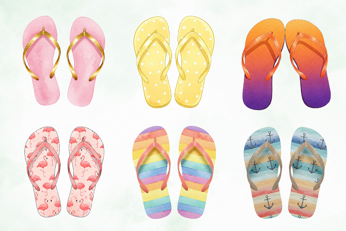 Summer Flip Flop Sublimation Clipart, an Illustration by Creative Art (Photo 2 of 8)